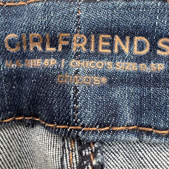 Chico's So Slimming Girlfriend Ankle Jewel Embellished Denim Jeans 6 Petite - Picture 5 of 9